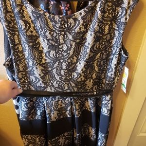 Beige/black faux lace swing dress,  NWT